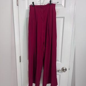 NWT | Evenuel Solstice Pleated Elegant Burgundy Wide Leg Pants, Size S
